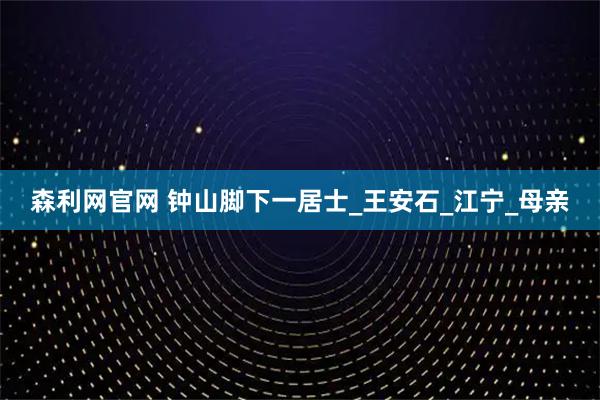 森利网官网 钟山脚下一居士_王安石_江宁_母亲